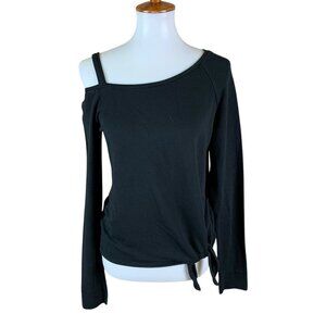 Generation Love Black One Shoulder Tie Hem Long‎ Sleeve Top Small Minimalist